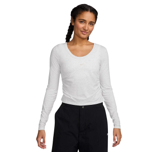 Women's Nike Sportswear Chill Knit Long Sleeve T-Shirt XLarge Birch Heather/Lt Orewood Brn