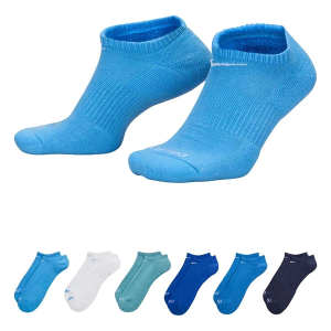 Men's Nike Everyday Plus Cushioned Training No Show Socks Medium Blue/White/Navy 6 Packs