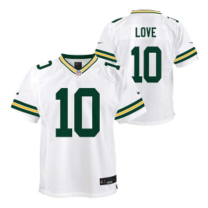 Green Bay Packers Jordan Love #10 Nike Replica Kids' Jersey Medium White