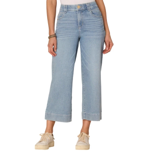Women's Democracy "Ab"solution Whiskered Cropped Wide Leg Jeans Light Blue Artisanal Denim 2 25