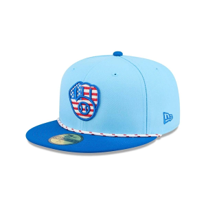 Milwaukee Brewers New Era 2025 Fourth Of July 59Fifty Fitted Hat 7 5/8 Light Blue
