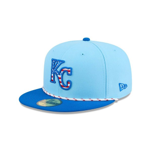 Kansas City Royals New Era 2025 Fourth Of July 59Fifty Fitted Hat 7 1/2 Light Blue