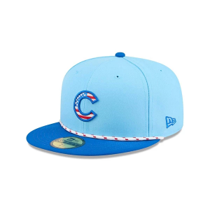 Chicago Cubs New Era 2025 Fourth Of July 59Fifty Fitted Hat 7 1/2 Light Blue