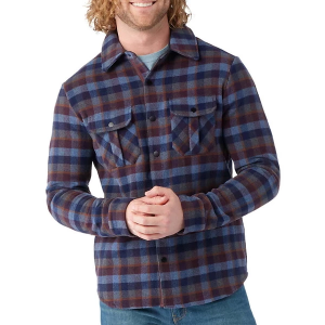 Men's Smartwool Anchor Line Long Sleeve Button Up Shirt Large Eggplant Plaid