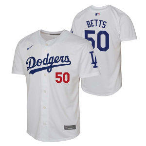 Kids' Los Angeles Dodgers Mookie Betts #50 Nike Home Jersey XLarge White