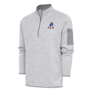 New England Patriots Antigua Classic Fortune Long Sleeve 1/4 Zip 4XLarge Light Grey Heather