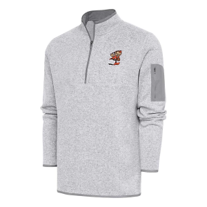 Cleveland Browns Antigua Fortune Brushed Metallic Long Sleeve 1/4 Zip 4XLarge Light Grey Heather