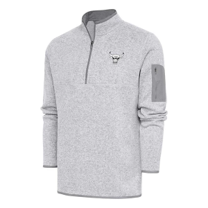 Chicago Bulls Brushed Metallic Fortune Antigua Long Sleeve 1/4 Zip 4XLarge Light Grey Heather