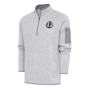 Dallas Mavericks Brushed Metallic Fortune Antigua Long Sleeve 1/4 Zip 4XLarge Light Grey Heather