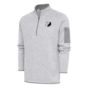 Memphis Grizzlies Brushed Metallic Fortune Antigua Long Sleeve 1/4 Zip 4XLarge Light Grey Heather