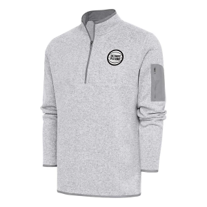 Detroit Pistons Chest Logo Fortune Antigua Long Sleeve 1/4 Zip 4XLarge Light Grey Heather
