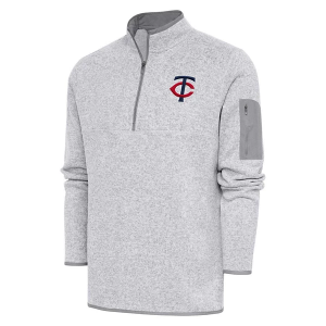 Minnesota Twins Updated Logo Fortune Long Sleeve 1/4 Zip 4XLarge Light Grey Heather
