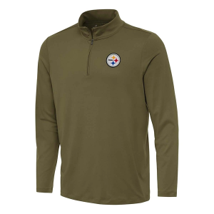 Pittsburgh Steelers Antigua Reprocess 1/4 Zip Large Burnt Olive