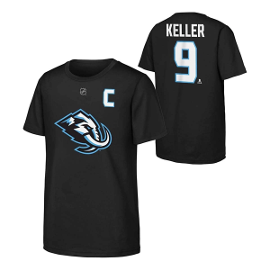 Utah Mammoth Genuine Stuff #9 Clayton Keller #9 FLAT Name & Number Kids' T-Shirt XLarge Black
