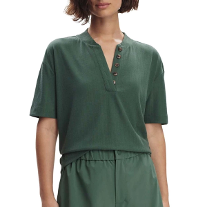 Women's Varley Kasey Mock Placket Rib T-Shirt Small Cilantro