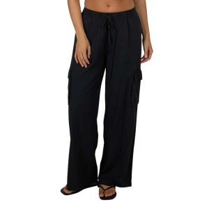 Women's Salty Crew Driftwood Cargo Pants Large Black Regular