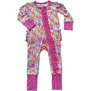 Girls' Laree + Co Korrie Bamboo Zip Convertible Pajamas Baby 18/24 mo. Floral