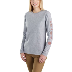 Women's Carhartt WK231 Workwear Logo Long Sleeve T-Shirt XLarge Heather Grey