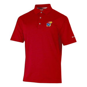 Kansas Jayhawks Columbia Sand Tee Polo Large Intense Red