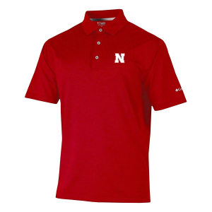 Nebraska Cornhuskers Columbia Sand Tee Polo Small Intense Red