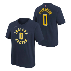 Kids' Indiana Pacers Tyrese Haliburton #0 Icon Edition Name & Number Nike T-Shirt Large Navy