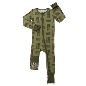 Boys' Laree + Co Kolton Bamboo Zip Convertible Pajamas Baby 12/18 mo. Green