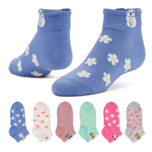 Sof Sole Apara Paw-ty Time Ankle Socks Youth Small Blue/Pink 6 Packs