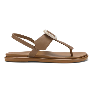 Women's OluKai La'i T-bar Flip Flop Sandals 6 Tan / Tan