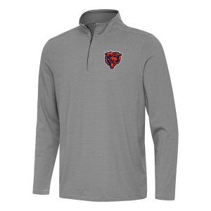 Chicago Bears Antigua Bear Head Twine 1/4 Zip 3XLarge Black/White