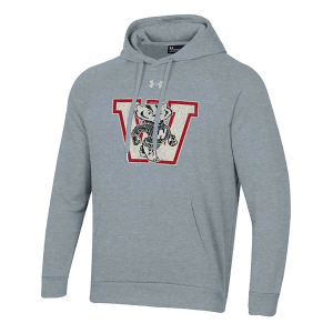 Wisconsin Badgers Under Armour Hoodie XLarge Heather Grey