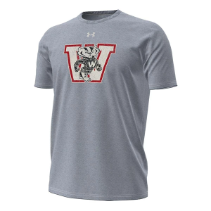 Wisconsin Badgers Under Armour Vault T-Shirt 2XLarge Heather Grey