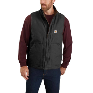 Men's Carhartt Loose Fit Washed Duck Sherpa-Lined Mock Work Vest Small Black