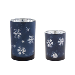 Melrose International 5"H,7"H Glass Candle Holder (Set of 2)