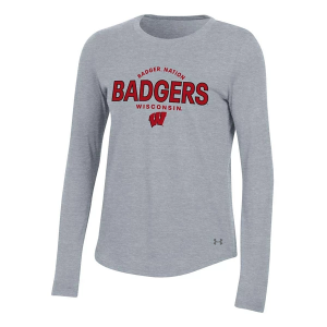 Wisconsin Badgers Under Armour Women's Herd T-Shirt XLarge Heather Grey