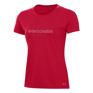 Wisconsin Badgers Under Armour Women's Reigning T-Shirt 2XLarge Red