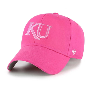 Kansas Jayhawks 47 Brand Girls' Basic MVP Kids' Adjustable Hat One Size Pink