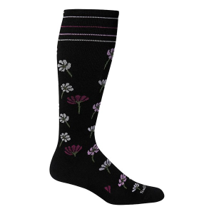 Women's Sockwell Field Flower Moderate Graduated Compression Crew Socks M/L Black Singles