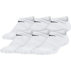 Kids' Nike Performance Cushioned Training Ankle Running Socks Small White/Black 6 Packs