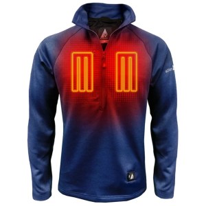 Men's ActionHeat 5V Battery Heated Shirt 1/4 Zip Pullover XLarge Heather Blue