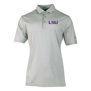 LSU Tigers Columbia Double Hit Polo Medium Cool Grey