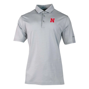 Nebraska Cornhuskers Columbia Double Hit Polo XLarge Cool Grey