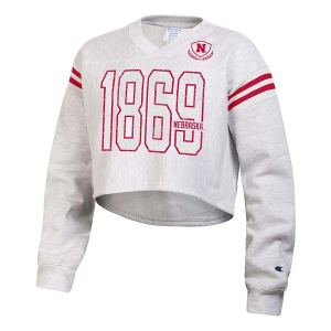 Nebraska Cornhuskers Champion Women's Crop Medium Grey