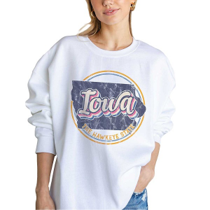 Women's Blume & Co Iowa Retro Hawkeye State Crewneck Sweatshirt XLarge White