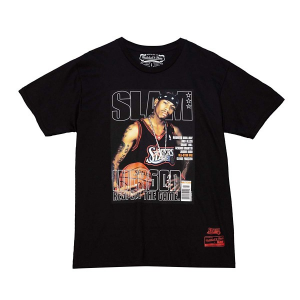 Philadelphia 76ers Slam Cover Mitchell and Ness T-Shirt 2XLarge Black