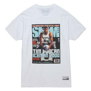 San Antonio Spurs Slam Cover Mitchell and Ness T-Shirt Medium White