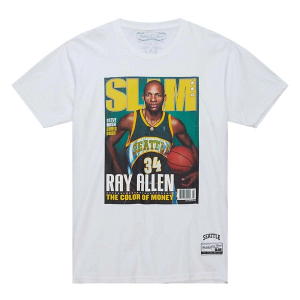 Seattle SuperSonics Slam Cover Mitchell and Ness T-Shirt Small White
