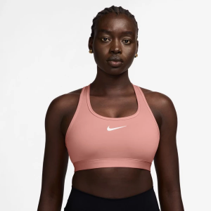 Women's Nike Swoosh Medium Support Sports Bra Medium Rust Pink/White