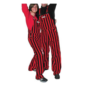 Game Bibs Red & Black Striped Overall Bibs