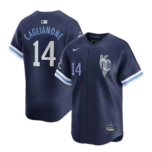 Kids' Kansas City Royals Jac Caglianone #14 Nike City Connect Limited Jersey Medium Navy