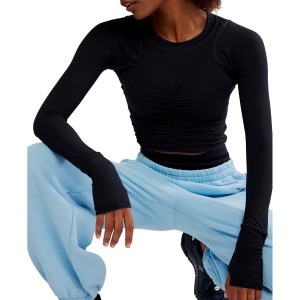 Women's FP Movement Tempo Ruched Long Sleeve T-Shirt XSmall Black